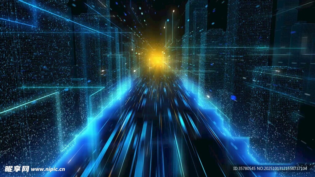 未来科技感的蓝色光线通道