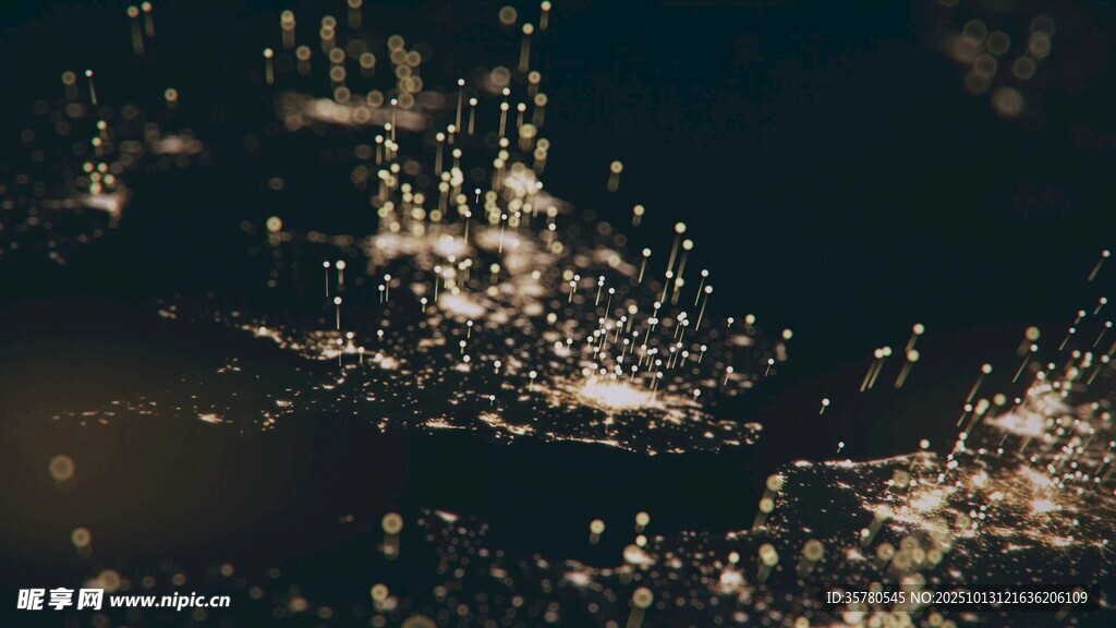 璀璨夜景灯光闪烁画面