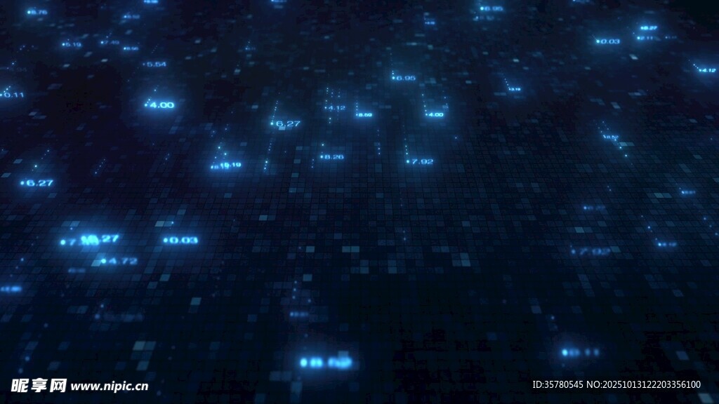 科技感蓝色数字矩阵背景