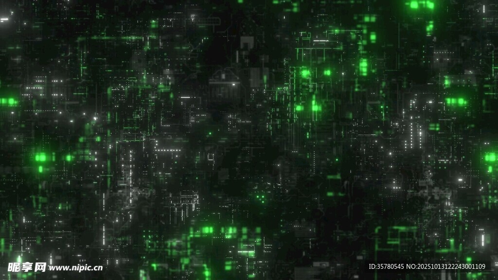 绿色闪烁数字矩阵背景