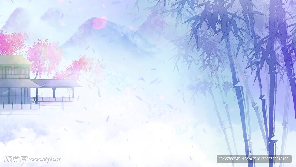 梦幻蓝紫调热带风光景象