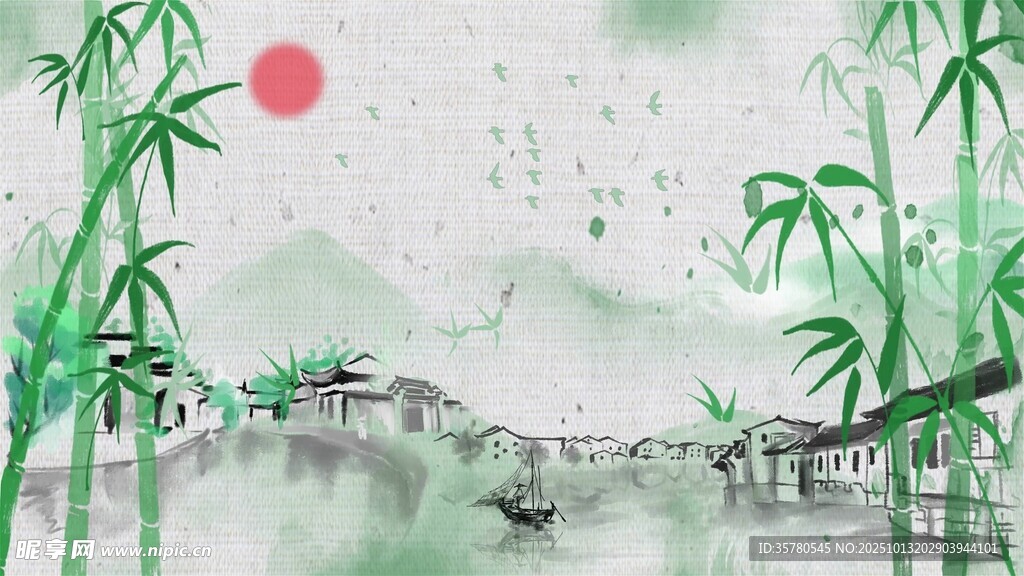 水墨竹林间的诗意风景