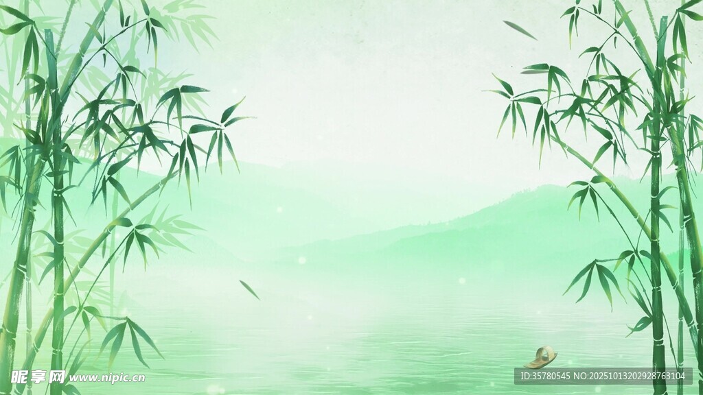 清幽竹林山水意境图