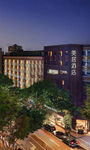 城市夜景中的建筑与绿植