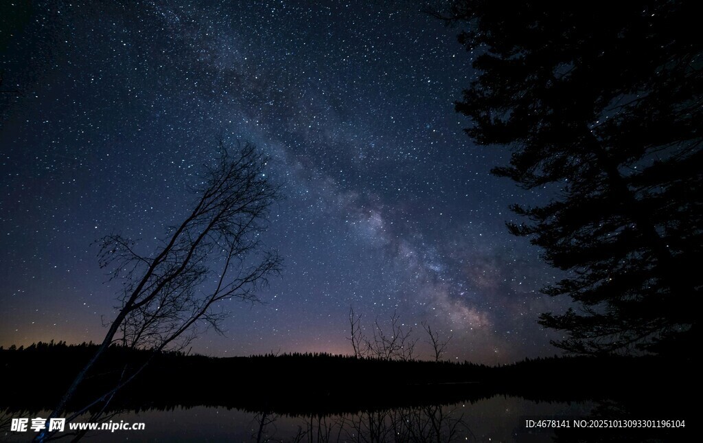 夜空下的湖畔与璀璨星河