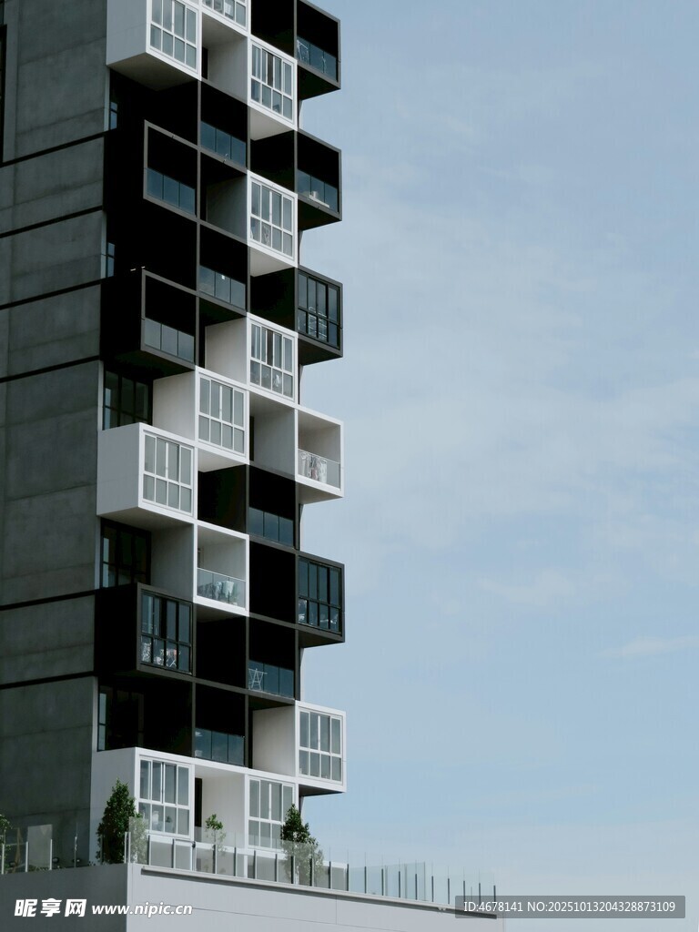 现代独特外观的高层住宅