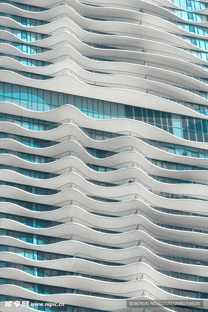 现代建筑独特波浪形外观