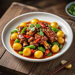 土豆烧排骨美食诱人画面