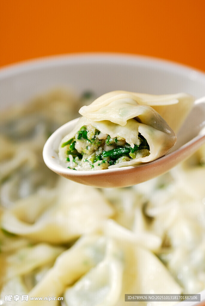 美味馄饨馅特写