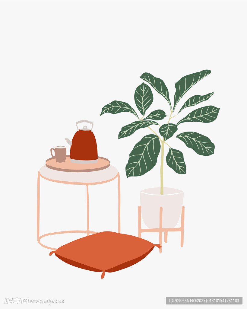 简约室内绿植与家居摆件