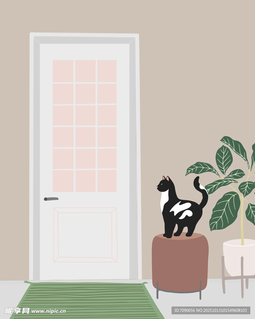 门边黑猫摆件