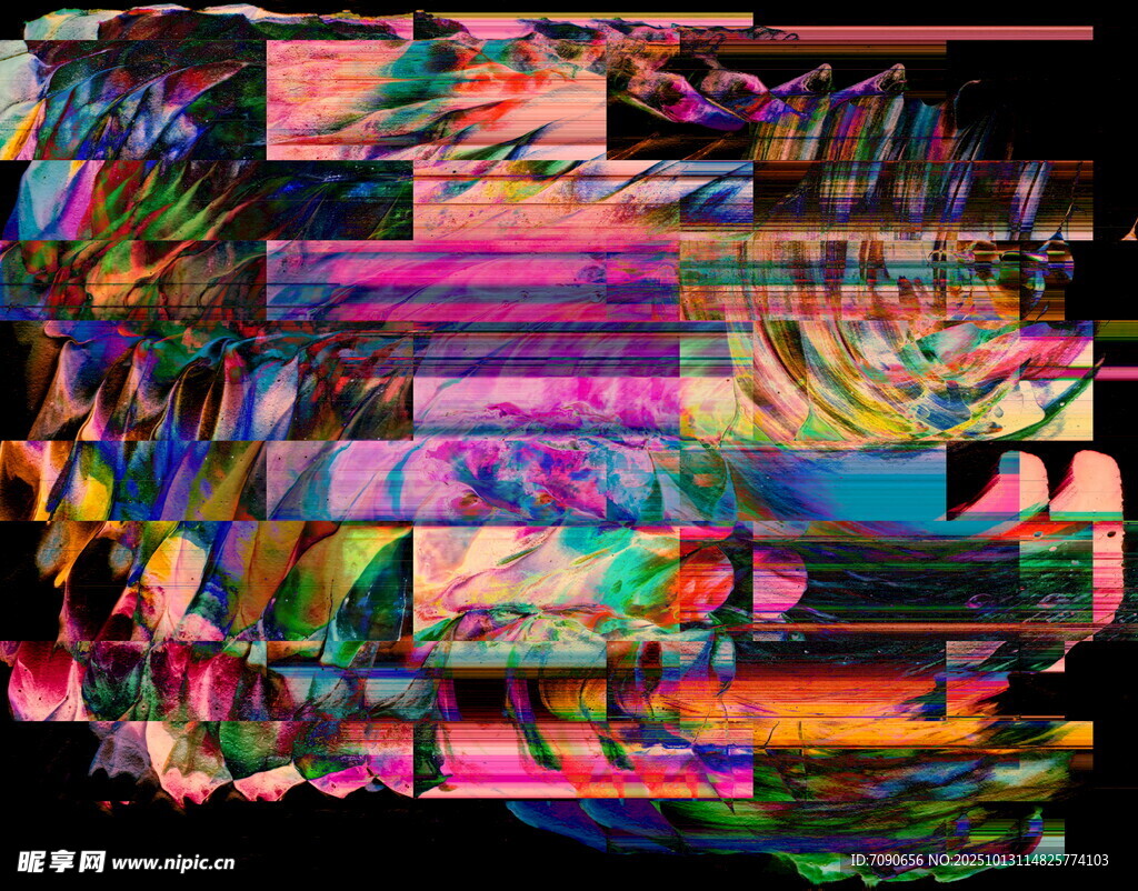 色彩斑斓的抽象拼接画面