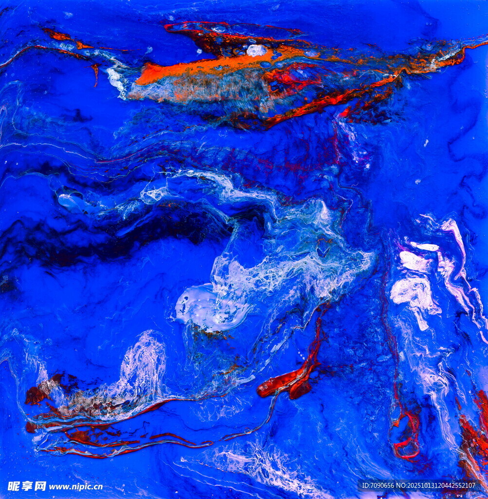 蓝色抽象流体艺术画面