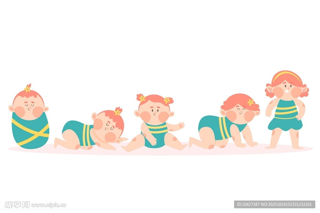 婴儿成长阶段插画