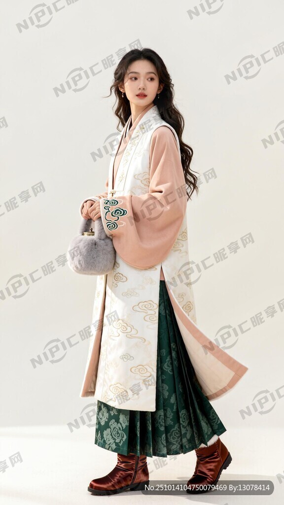 现代中古风冬装女装海报