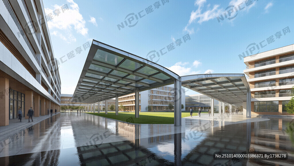 连接学校教学楼外墙 阳光板顶棚