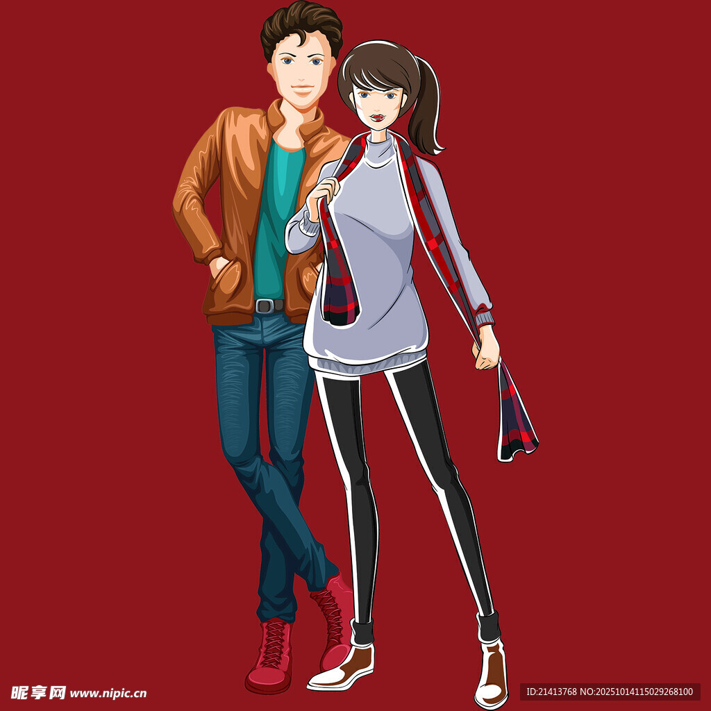 时尚男女动漫形象展示