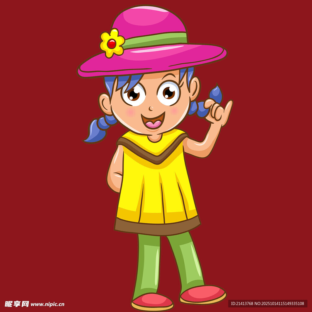 戴粉帽的俏皮小女孩