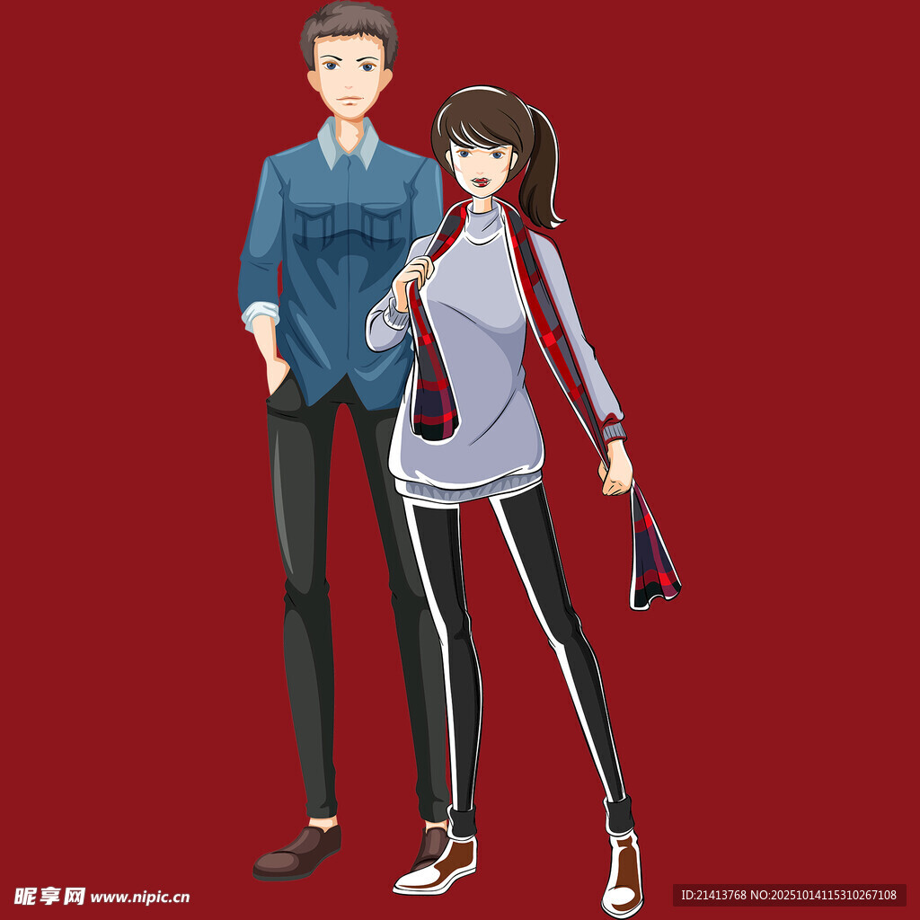动漫男女角色时尚造型展示