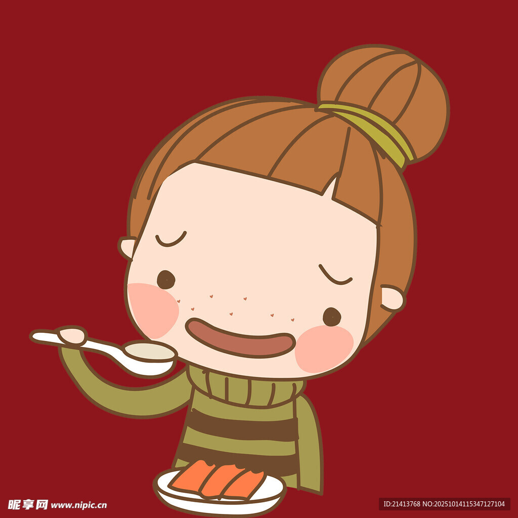 可爱女孩开心享用美食