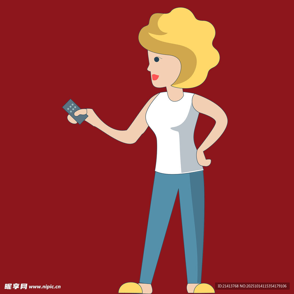 金发女子手持手机
