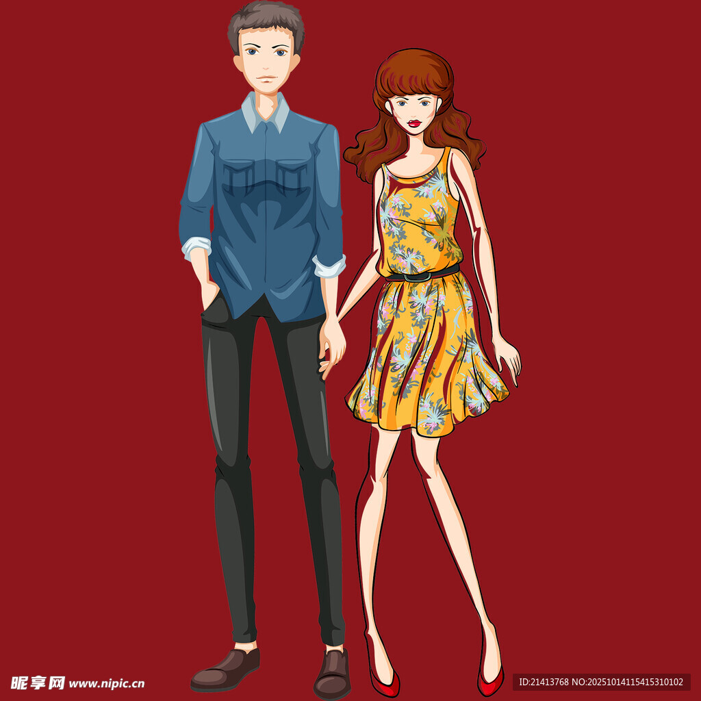 时尚男女情侣装形象展示