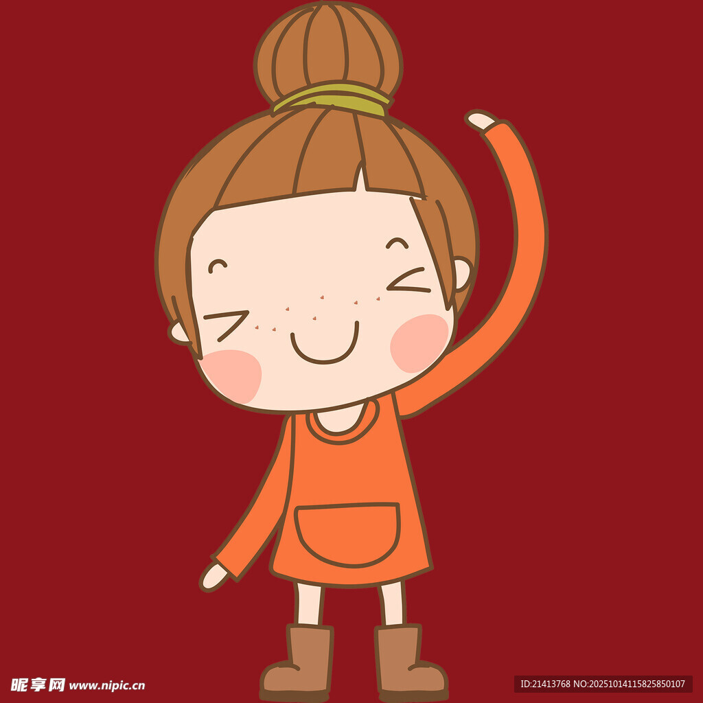 可爱女孩开心举手