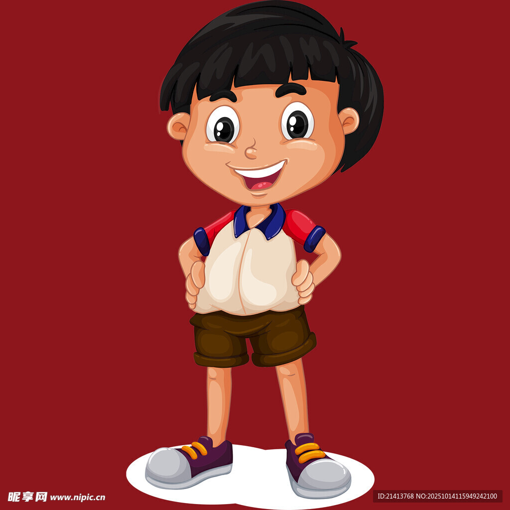 可爱小男孩自信站立