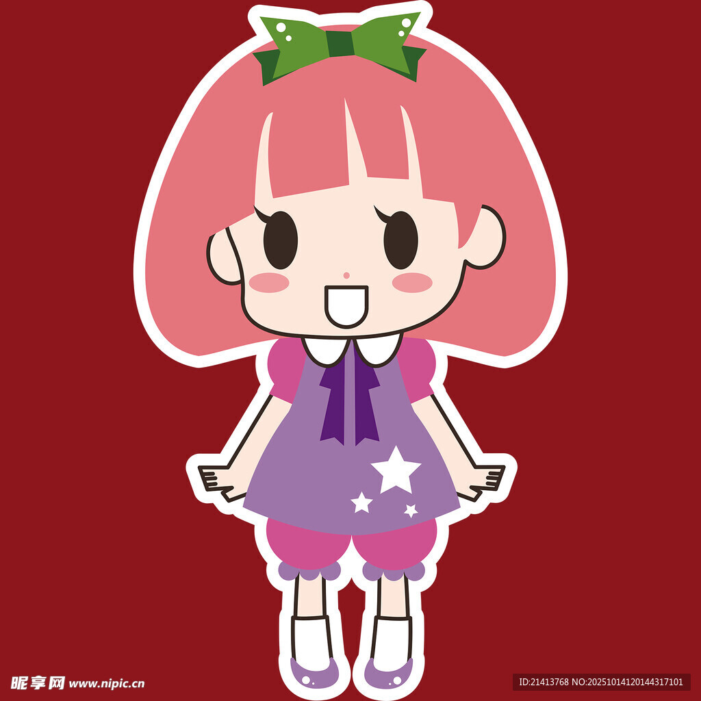 粉色头发可爱卡通小女孩