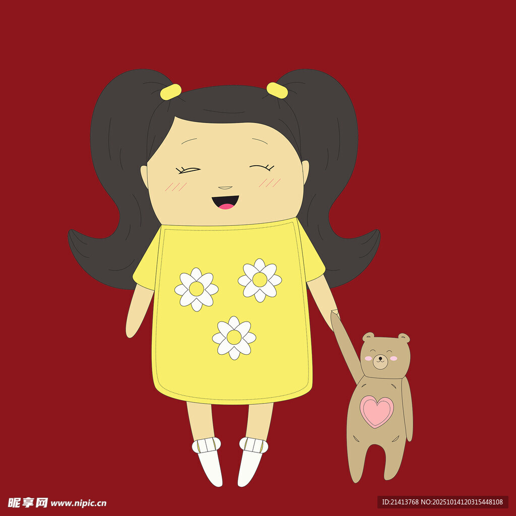 穿黄衣女孩与小猫