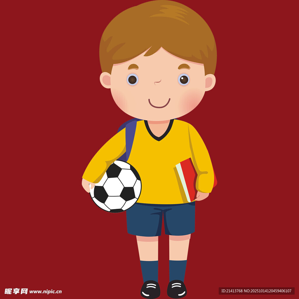 背着书包的足球少年