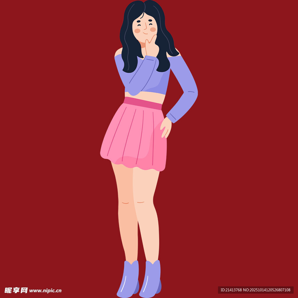 时尚穿搭的活力女孩