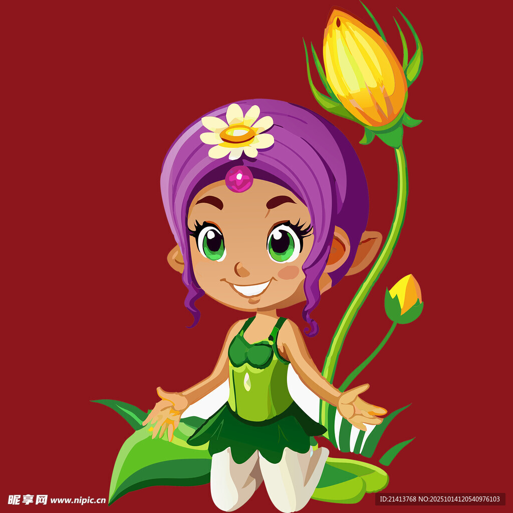 可爱花仙子女孩形象