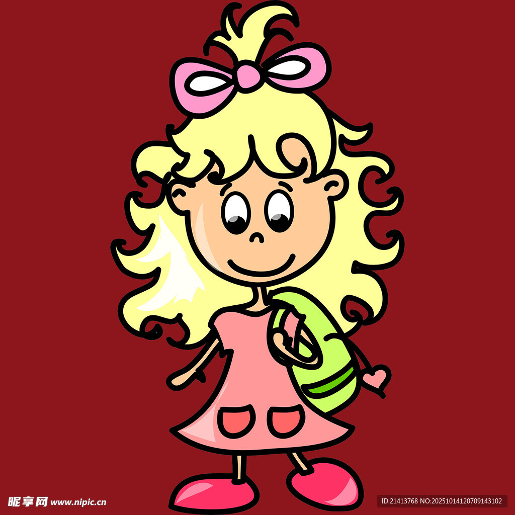 卷发女孩手持绿色物品