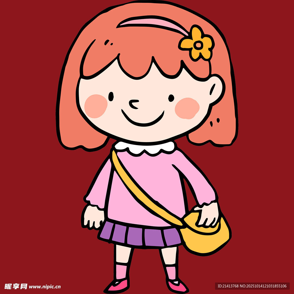 可爱卡通女孩挎包形象