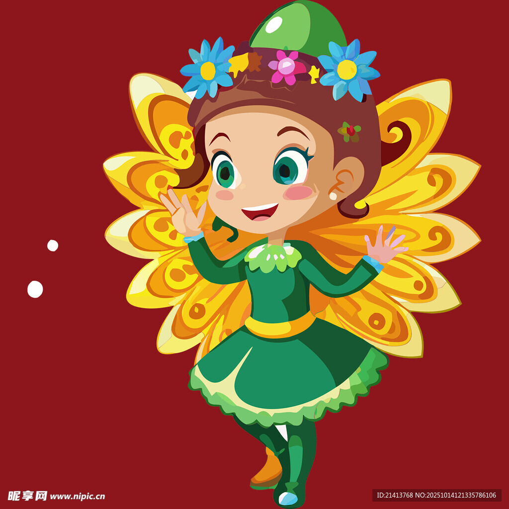 可爱花精灵小姑娘