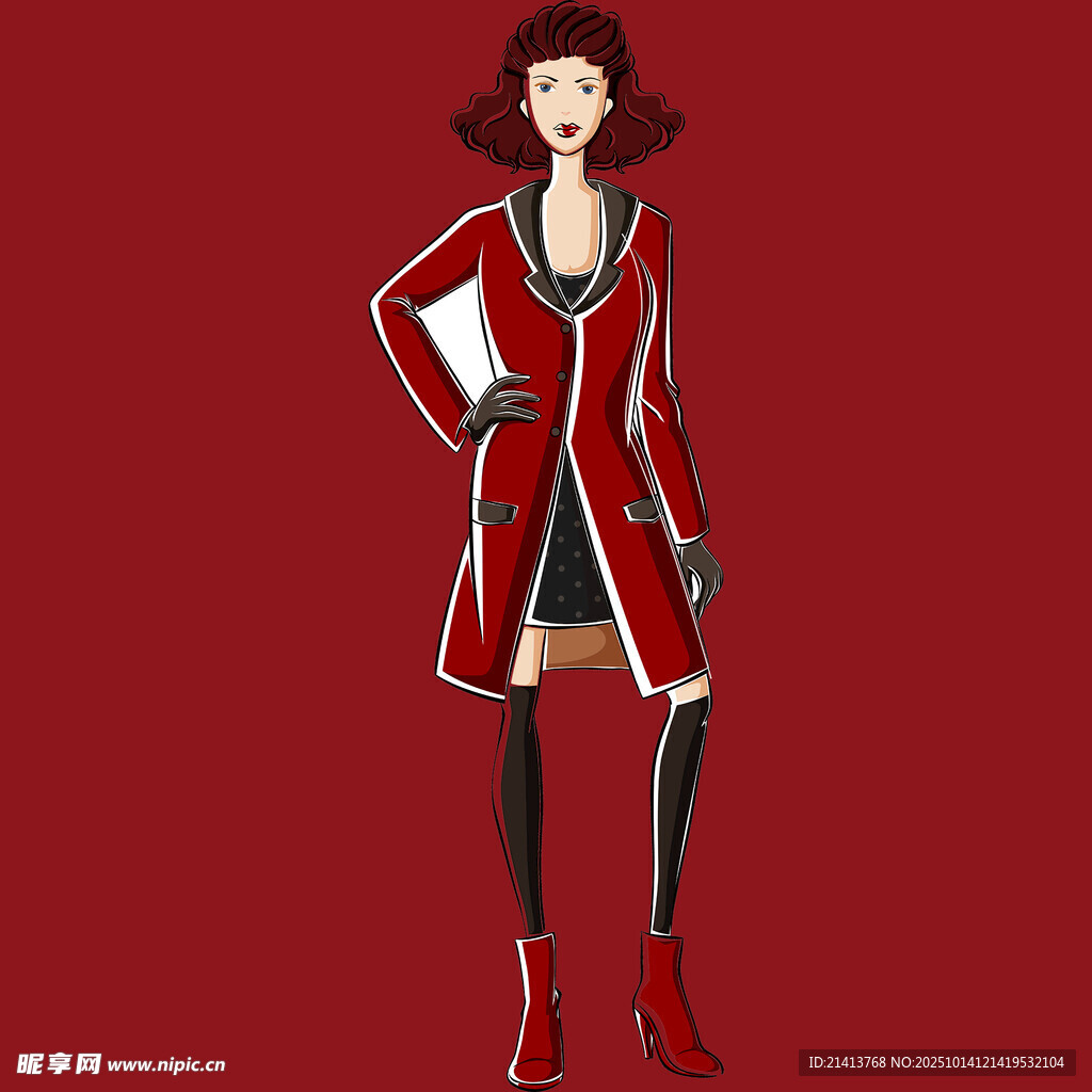 时尚红衣女郎形象展示