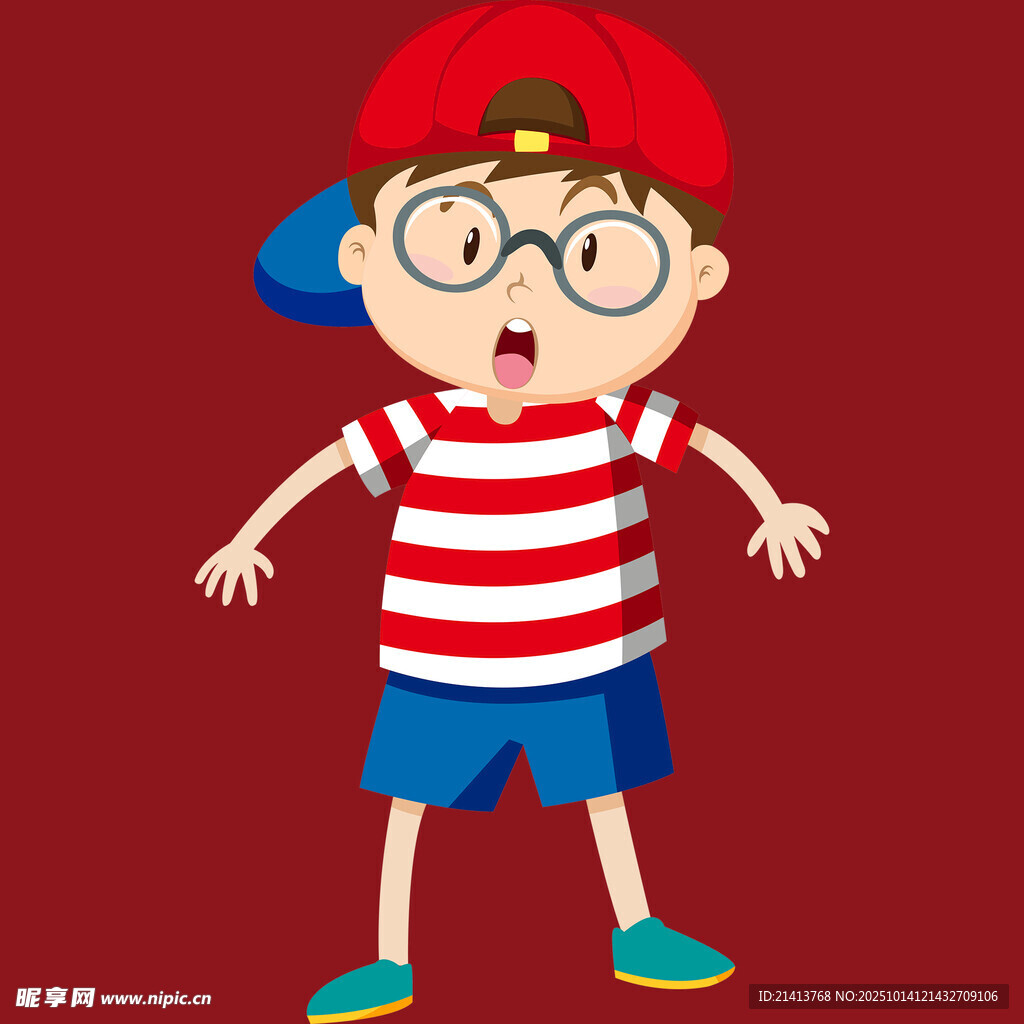 戴帽眼镜男孩的搞怪瞬间