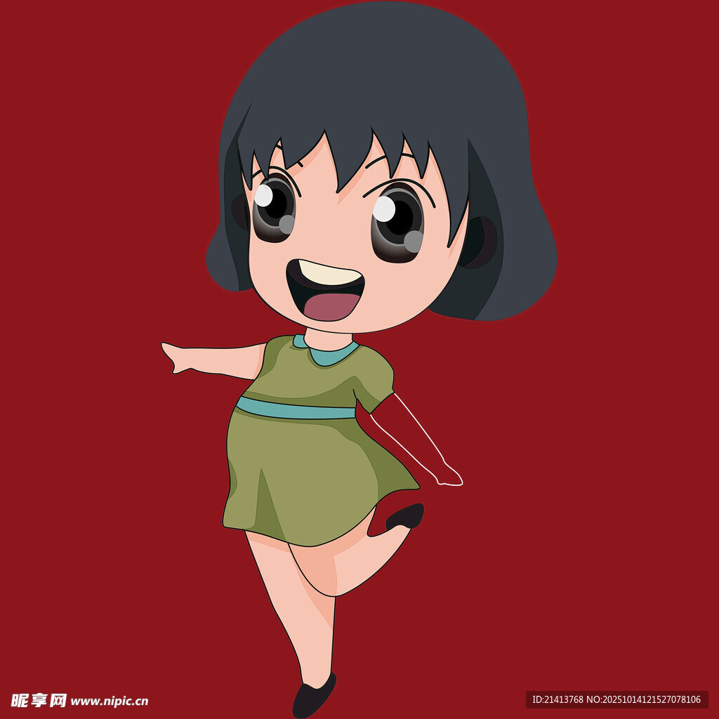 可爱卡通女孩欢乐起舞