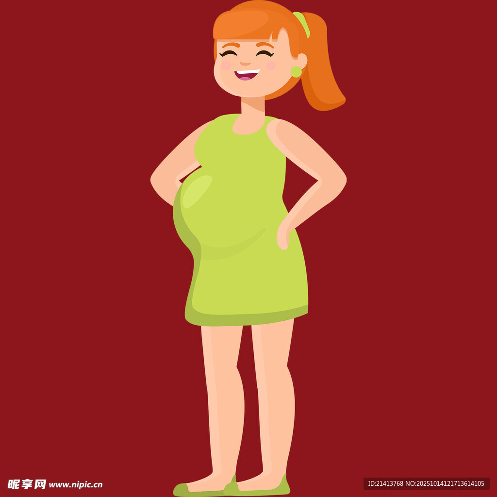 怀孕女孩的可爱形象