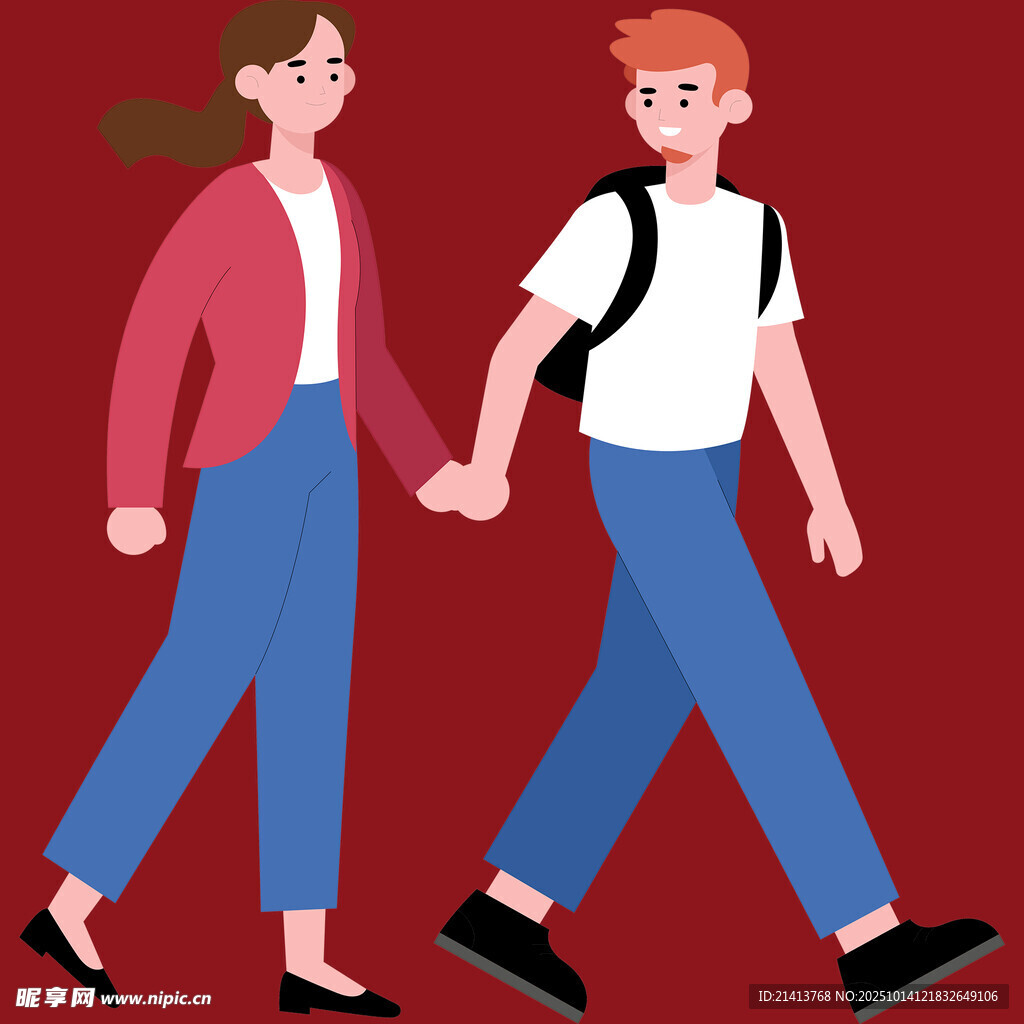 牵手同行的青春男女
