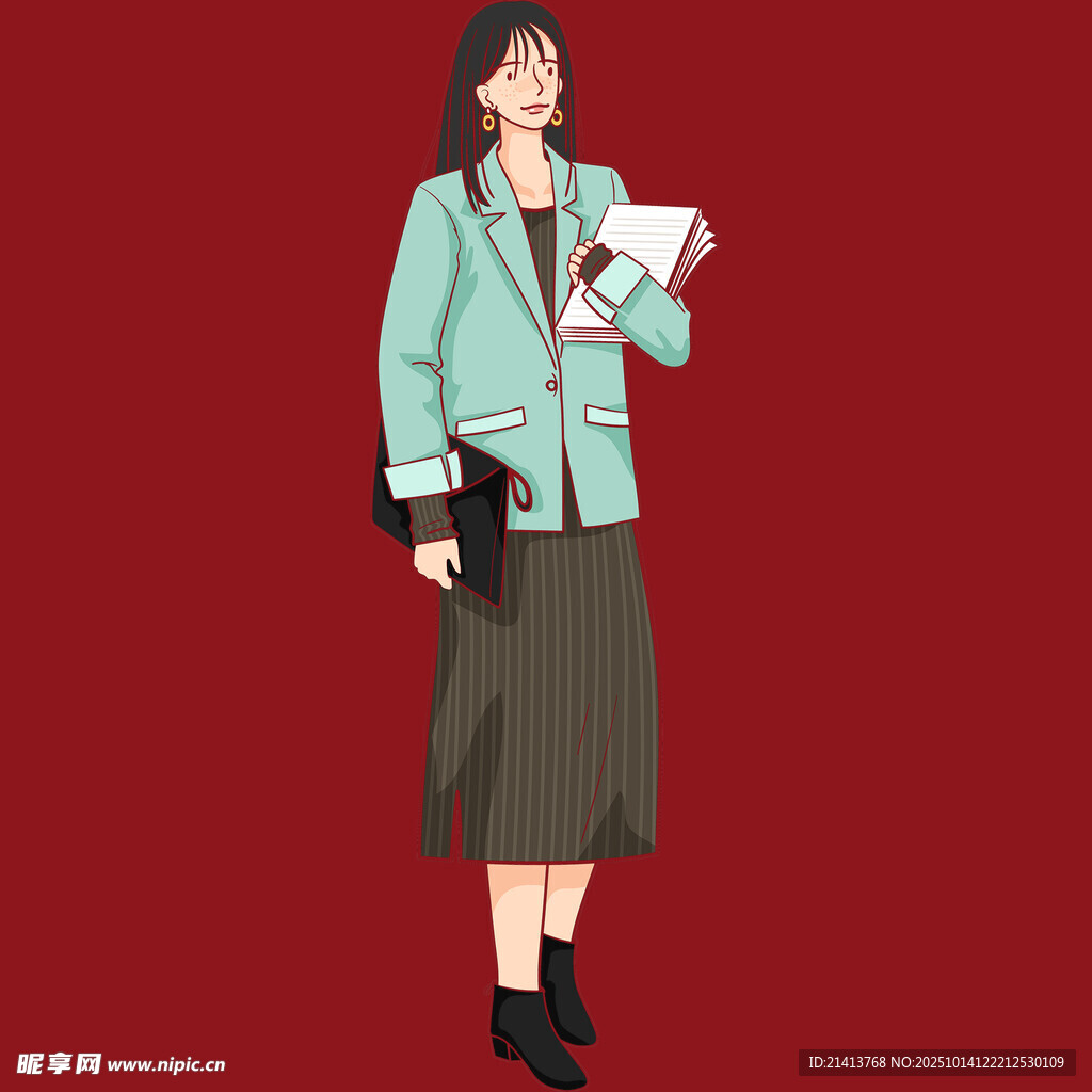 时尚女学生手持书本造型