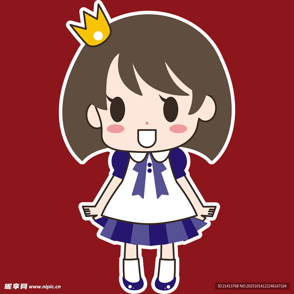 戴皇冠的可爱动漫女孩