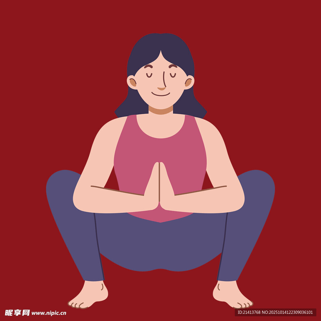 女子静坐冥想练瑜伽