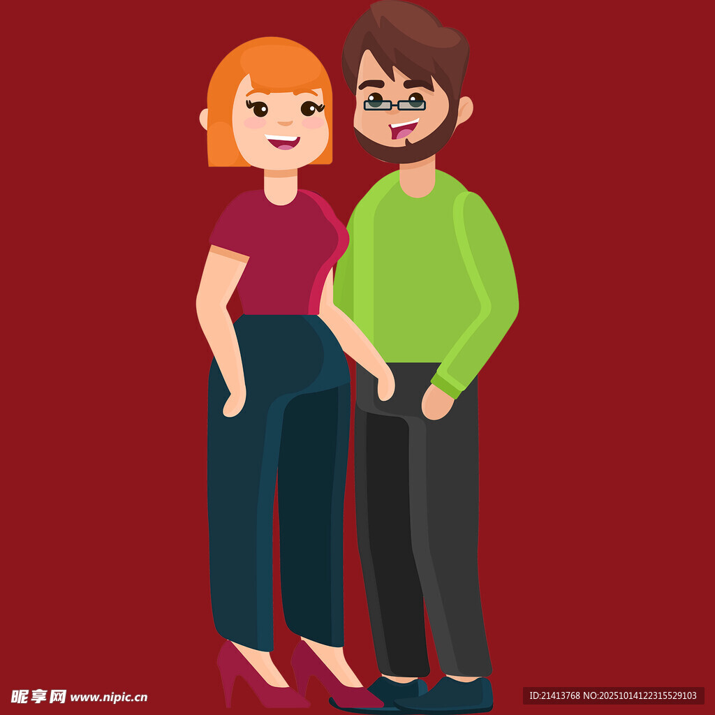 恩爱夫妻形象插画