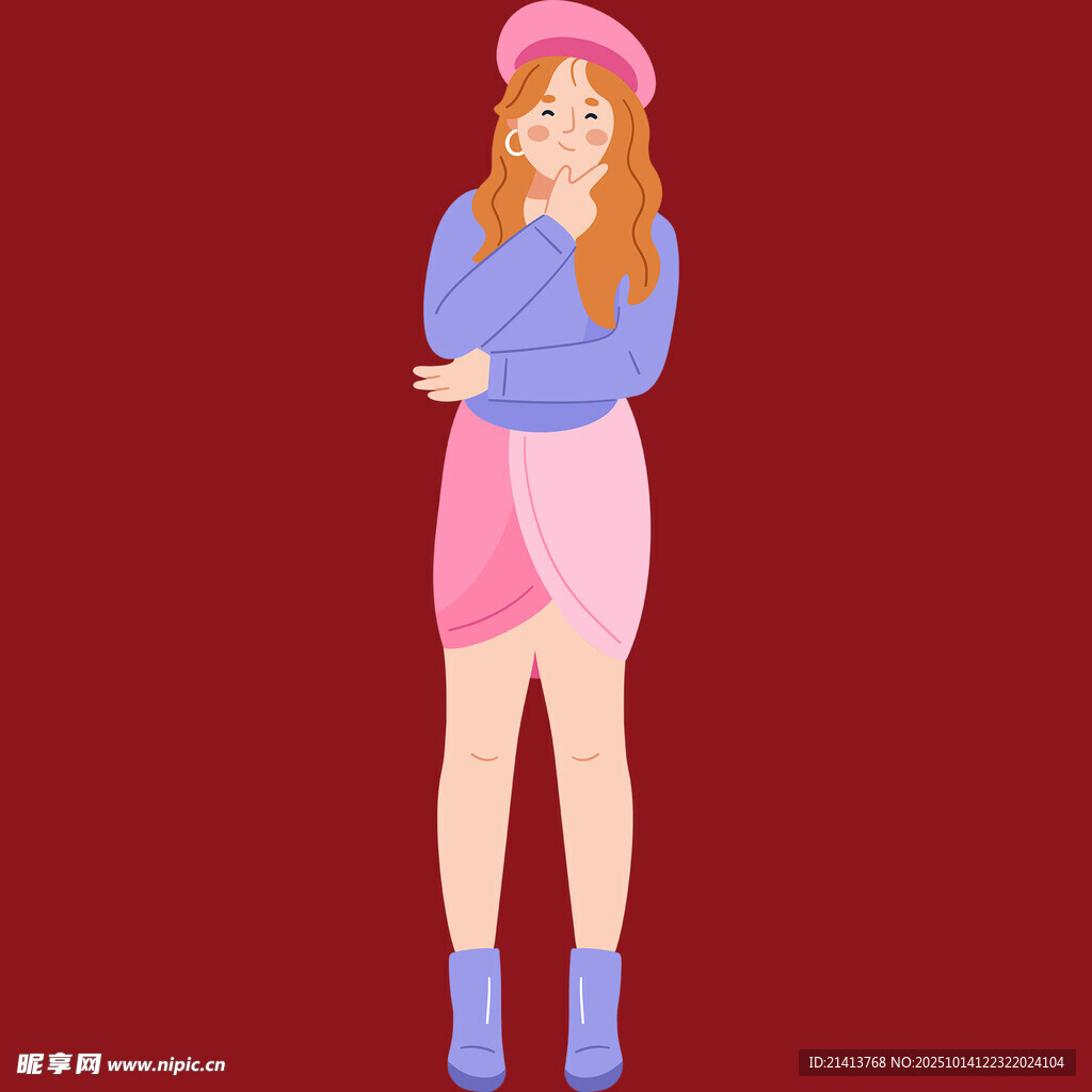 时尚装扮的红发女孩