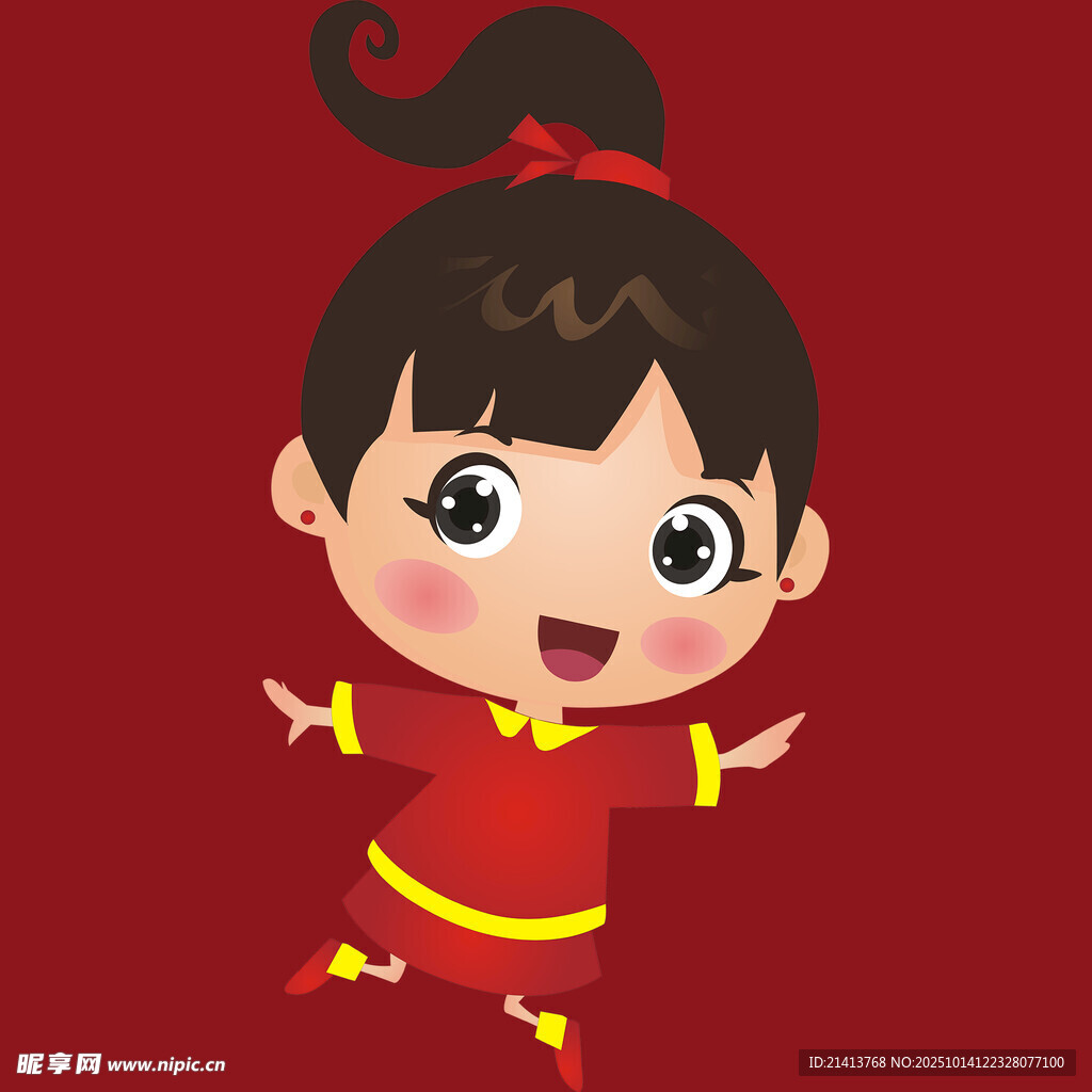 红衣萌娃欢快起舞