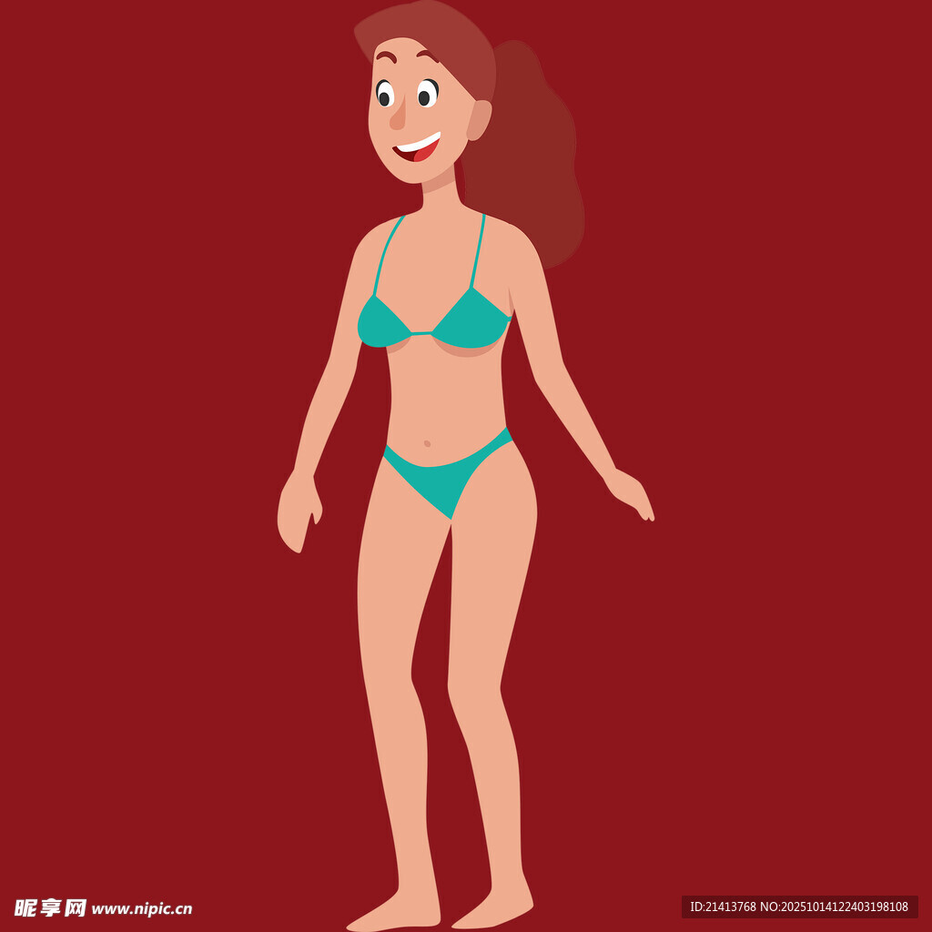 穿比基尼的微笑女性
