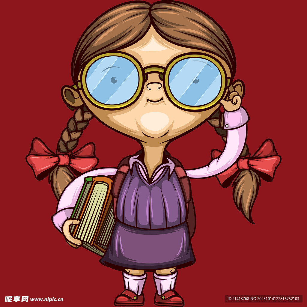 戴眼镜的可爱双马尾女孩