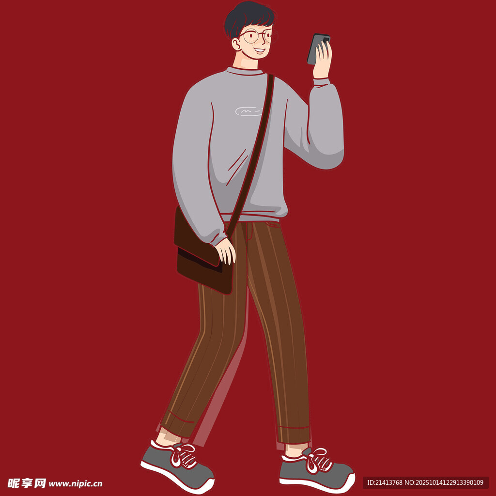 行走中用手机的时尚男子